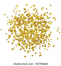 Scattered Gold Confetti Isolated On White 