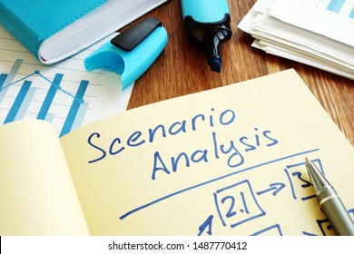 Scenario Analysis with graphs and stack of paper. - Shutterstock ID 1487770412