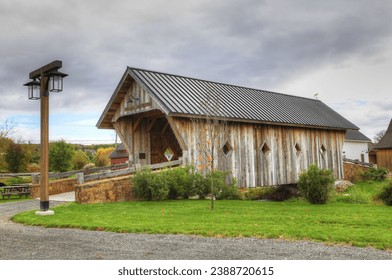 A Scene of The Barn Yard Covered Bridge in Connecticut, United States - Powered by Shutterstock