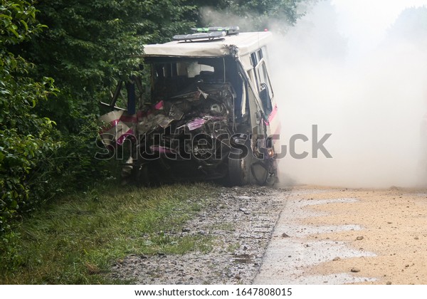 Scene of bus
crash where passengers were died
