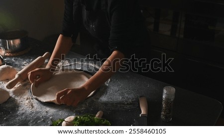 Similar – Image, Stock Photo Preparing Handmade Pizza in a Pizzeria Kitchen