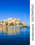 Scene of the citadel and the marina in Calvi, The Balagne, Corsica, France