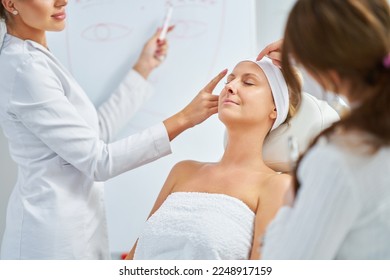 A scene of cosmetology training in a beauty salon - Shutterstock ID 2248917159