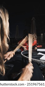 A scene of an evening jam session