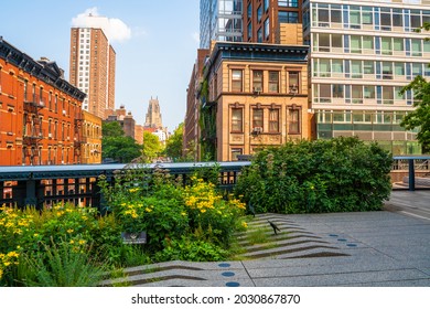 Scene from High Line Park in New York City Manhattan