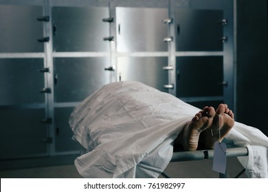 A Scene In The Hospital Morgue Where Corpses Are Taken After Death