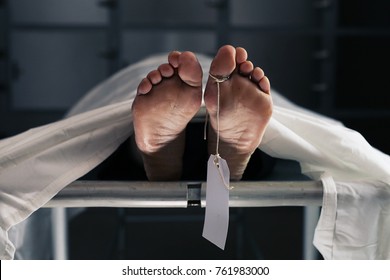 A scene in the hospital morgue where corpses are taken after death