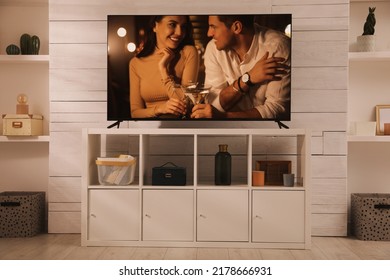 Scene Of Romantic Movie On TV In Room