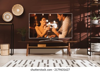 Scene Of Romantic Movie On TV In Room