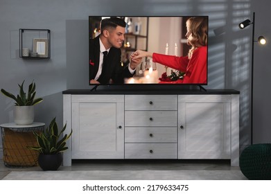 Scene Of Romantic Movie On TV In Room