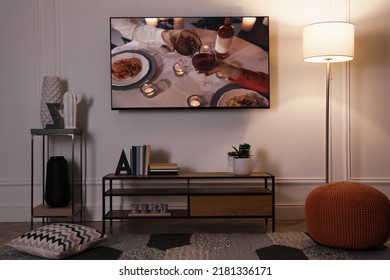 Scene Of Romantic Movie On TV In Room