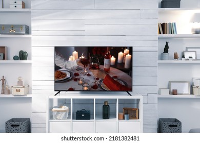 Scene Of Romantic Movie On TV In Room