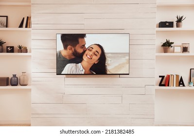 Scene Of Romantic Movie On TV In Room