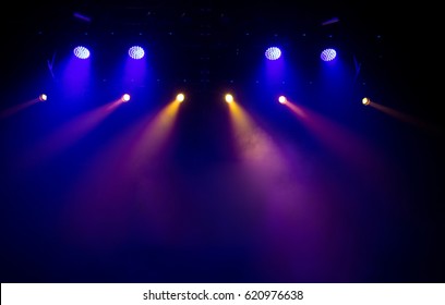 Scene, Stage Light With Colored Spotlights