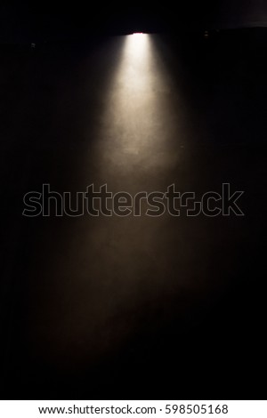 scene, stage light with colored spotlights and smoke