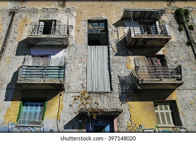 Scene Than Building With Bullet Holes From The Second World War. (now Is Shelter For Homeless).