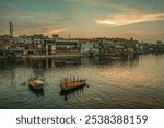 Scene of Vishramghat at yamuna river ghat mathura, Aerial view of Shri Raas Bihari Temple during the Holy colour festival in Barsana, Uttar Pradesh, India.