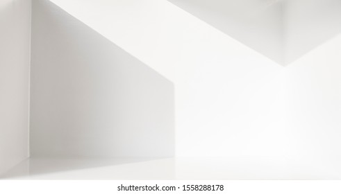 The Scene In A White Room With Empty Space And Refraction Of Light And Shadow