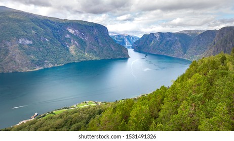 Nærøyfjord Sceneries During Summer and Cruise Tour