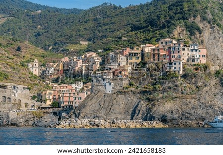 Image, Stock Photo Scenery around Manarola, a small town at a coastal area named Cinque Terre in Liguria, located in the northwest of Italy