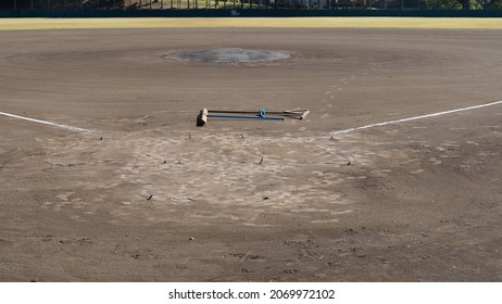 Scenery Of The Baseball Field Under Maintenance.