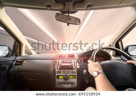 Similar – young women enjoying vacation in the car on road trip