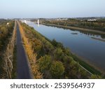 The scenery of Jialu River at sunset in autumn in Zhengzhou, China.