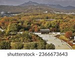    the scenery of the Jongmyo Shrine in the color of autumn leaves                            