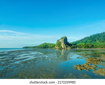 The scenery Khao Ba Tu Pu Te around Leekpai bridge area during low tide at Kantang District, Koh Libong, Thailand - Shutterstock ID 2172259985