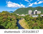 Scenery of Kinu River near Kinugawa Onsen, a spa town within Nikko in Kanto, Japan