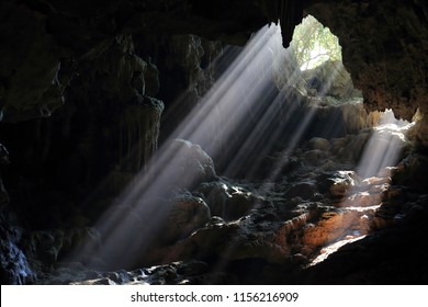 Scenery of limestone cave in Halong Bay, Vietnam