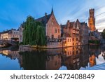 Scenery of the Rosary Quay, Rozenhoedkaai in Dutch, located in Bruges, Belgium