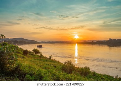 The scenery of sunset at Chiang Khan in Chiang Khan District, Loei Province, Thailand. - Shutterstock ID 2217899227