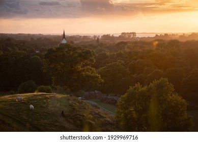 Scenery At Sunset Of Svanninge Bakker, Denmark.