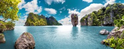 Paisaje En Tailandia Mar E Isla. Aventuras Y Concepto De Viajes. Paisaje Escénico.