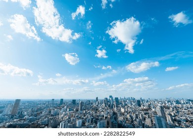 Scenery of Tokyo under the blue sky