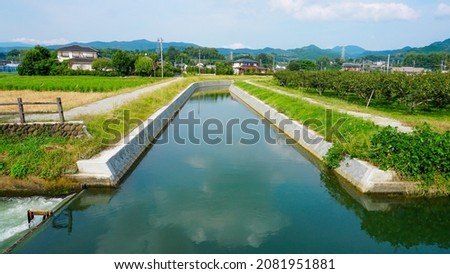 Scenery of a town with a waterway
