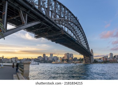 Scenery Under Sydney Harbour Bridge In Sunset , Australia