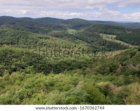 scenery. view from the height of the pyrode. hills