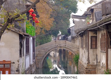Scenery of Zhouzhuang Ancient Town in the morning. Water Old Town in Suzhou, China. Its the most famous water villages and ancient town. The historical and cultural town in Jiangsu, China.