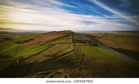 Scenic aerial landscape photo of the nature at Sycamore Gap, UK - Shutterstock ID 2394587905