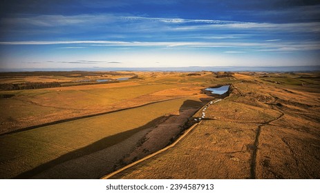 Scenic aerial landscape photo of the nature at Sycamore Gap, UK - Shutterstock ID 2394587913