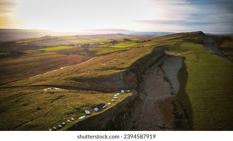 Scenic aerial landscape photo of the nature at Sycamore Gap, UK - Shutterstock ID 2394587919