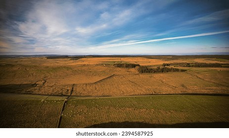 Scenic aerial landscape photo of the nature at Sycamore Gap, UK - Shutterstock ID 2394587925