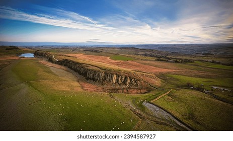 Scenic aerial landscape photo of the nature at Sycamore Gap, UK - Shutterstock ID 2394587927