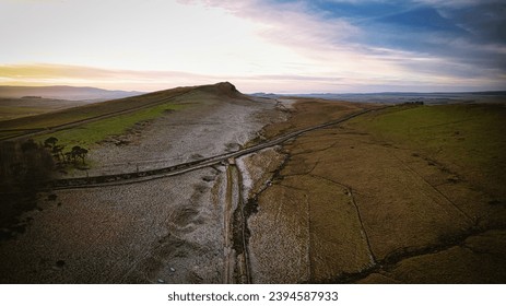 Scenic aerial landscape photo of the nature at Sycamore Gap, UK - Shutterstock ID 2394587933