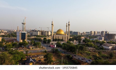 Scenic Aerial View Of Abuja City Skyline At Sunset