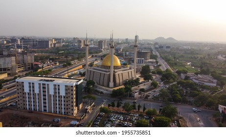 Scenic Aerial View Of Abuja City Skyline At Sunset