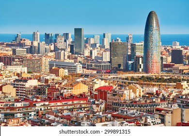 Scenic aerial view of the Agbar Tower in Barcelona in Spain
