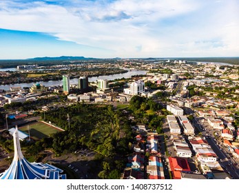 Scenic Aerial View Of Kuching Town, Sarawak